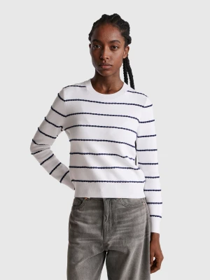Benetton, Jacquard Sweater In Viscose Blend, Size: XXS, Creamy White, Women United Colors of Benetton