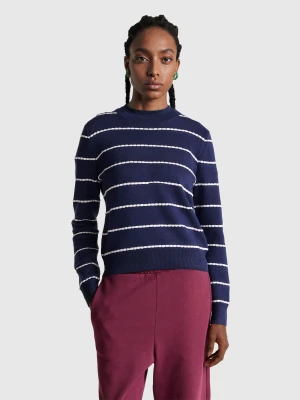 Benetton, Jacquard Sweater In Viscose Blend, Size: XXS, Dark Blue, Women United Colors of Benetton