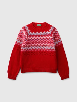 Benetton, Jacquard Sweater, size L, Red, Kids United Colors of Benetton