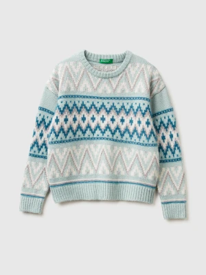 Benetton, Jacquard Sweater, Size: XL, Aqua, Kids United Colors of Benetton