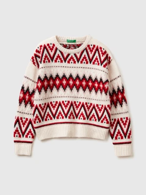 Benetton, Jacquard Sweater, Size: XL, Creamy White, Kids United Colors of Benetton