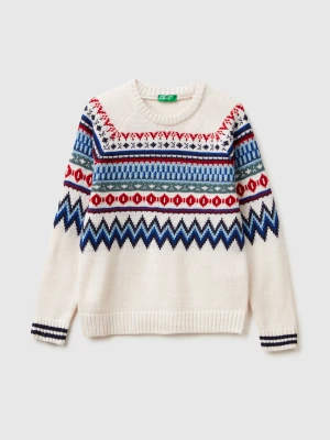 Benetton, Jacquard Sweater, Size: XL, Creamy White, Kids United Colors of Benetton