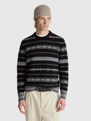 Benetton, Jacquard Sweater, Size: XS, Black, Men United Colors of Benetton