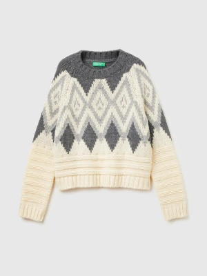 Benetton, Jacquard Sweater, Size: XS-S, Creamy White, Women United Colors of Benetton