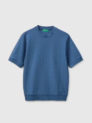 Benetton, Jacquard T-shirt, Size: XS, Blue, Men United Colors of Benetton