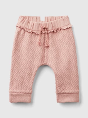 Benetton, Jacquard Trousers With Slits, size 62, Soft Pink, Kids United Colors of Benetton