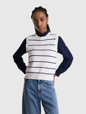 Benetton, Jacquard Vest In Viscose Blend, Size: XXS, Creamy White, Women United Colors of Benetton