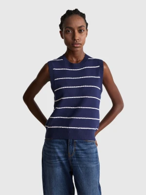Benetton, Jacquard Vest In Viscose Blend, Size: XXS, Dark Blue, Women United Colors of Benetton