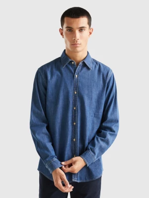 Benetton, Jean Shirt In 100% Cotton, size M, Blue, Men United Colors of Benetton