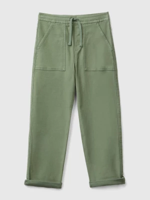 Benetton, Joggers In Cotton Blend With Drawstring, size L, Light Green, Kids United Colors of Benetton