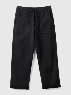 Benetton, Joggers In Cotton Blend With Drawstring, size S, Black, Kids United Colors of Benetton