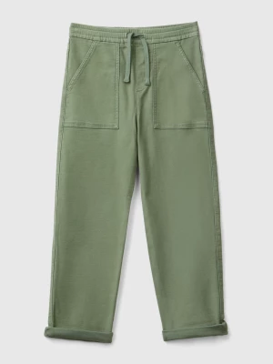 Benetton, Joggers In Cotton Blend With Drawstring, size S, Light Green, Kids United Colors of Benetton