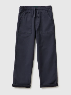 Benetton, Joggers With Cotton Blend With Drawstring, Size: XL, Air Force Blue, Kids United Colors of Benetton