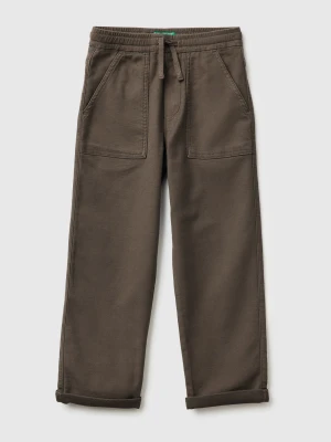 Benetton, Joggers With Cotton Blend With Drawstring, Size: XL, Brown, Kids United Colors of Benetton