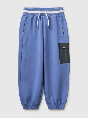 Benetton, Joggers With Nylon Pocket, Size: XL, Air Force Blue, Kids United Colors of Benetton