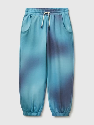 Benetton, Joggers With Shaded-effect Print, Size: XL, Light Blue, Kids United Colors of Benetton