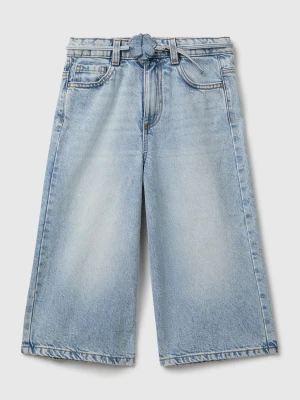 Benetton, Knee-length Jeans With Belt, Size: XL, Light Blue, Kids United Colors of Benetton