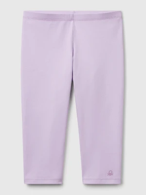 Benetton, Knee-length Stretch Cotton Leggings, size M, Lilac, Kids United Colors of Benetton
