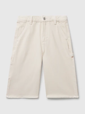 Benetton, Knee-length Trousers In Cotton, size XL, Creamy White, Kids United Colors of Benetton