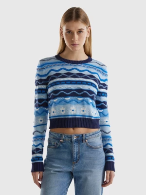 Benetton, Knit 100% Cotton Sweater, size L-XL, Multi-color, Women United Colors of Benetton