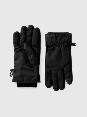 Benetton, Knit And Nylon Gloves, size , Black, Men United Colors of Benetton