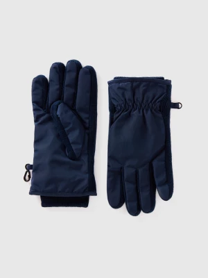 Benetton, Knit And Nylon Gloves, size , Dark Blue, Men United Colors of Benetton