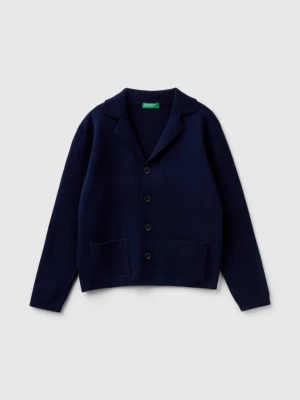 Benetton, Knit Blazer With Pockets, size 3XL, Dark Blue, Kids United Colors of Benetton