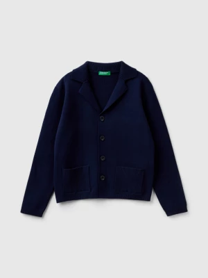 Benetton, Knit Blazer With Pockets, size S, Dark Blue, Kids United Colors of Benetton