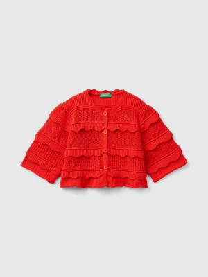 Benetton, Knit Cardigan With Buttons, size 2XL, Red, Kids United Colors of Benetton