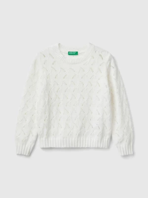 Benetton, Knit Chenille Sweater, size 104, White, Kids United Colors of Benetton