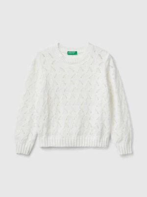 Benetton, Knit Chenille Sweater, size 104, White, Kids United Colors of Benetton