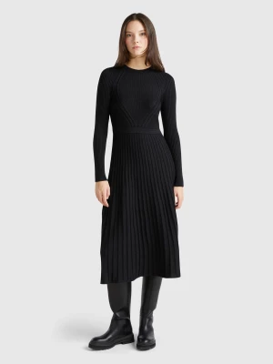 Benetton, Knit Dress With Lurex, size L, Black, Women United Colors of Benetton