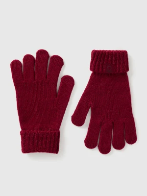 Benetton, Knit Gloves With Logo, Size: S-L, Burgundy, Kids United Colors of Benetton