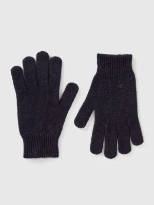 Benetton, Knit Gloves With Logo, Size: S-L, Dark Blue, Kids United Colors of Benetton