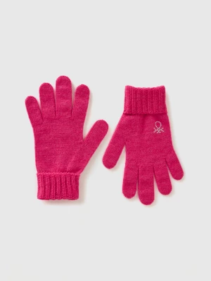 Benetton, Knit Gloves With Logo, size S-L, Fuchsia, Kids United Colors of Benetton