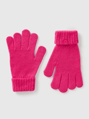 Benetton, Knit Gloves With Logo, Size: S-L, Fuchsia, Kids United Colors of Benetton