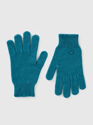 Benetton, Knit Gloves With Logo, Size: S-L, Teal, Kids United Colors of Benetton