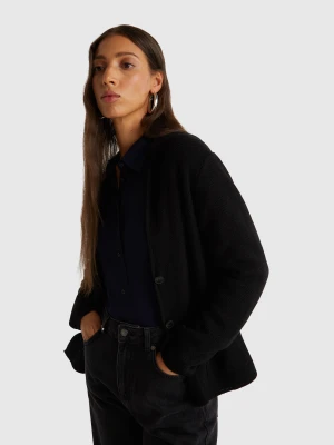 Benetton, Knit Jacket In Wool And Cashmere Blend, size XXS, Black, Women United Colors of Benetton