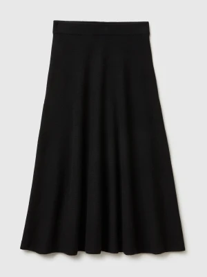 Benetton, Knit Midi Skirt, Size: XXS, Black, Women United Colors of Benetton