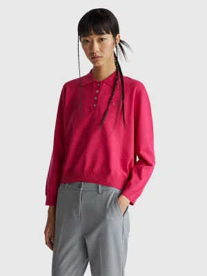 Benetton, Knit Polo In Viscose Blend, Size: OS, Red, Women United Colors of Benetton