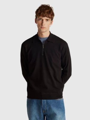 Benetton, Knit Polo In Viscose Blend, Size: XXL, Black, Men United Colors of Benetton