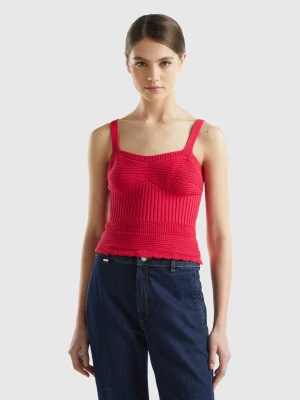 Benetton, Knit Stitch Top, size L, Red, Women United Colors of Benetton