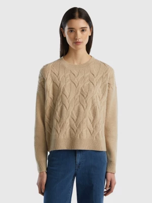 Benetton, Knit Sweater In Pure Cashmere, size L, Beige, Women United Colors of Benetton