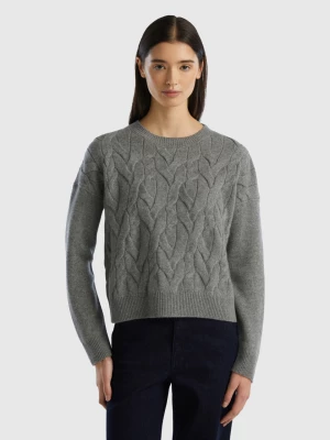 Benetton, Knit Sweater In Pure Cashmere, size L, Dark Gray, Women United Colors of Benetton