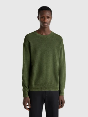 Benetton, Knit Sweater In Pure Cotton, size XL, Dark Green, Men United Colors of Benetton