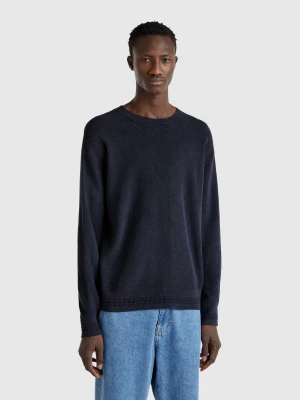 Benetton, Knit Sweater In Pure Cotton, size XS, Blue, Men United Colors of Benetton