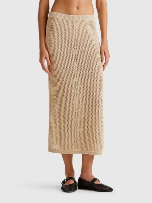 Benetton, Knit Tricot Skirt, size XXS, Beige, Women United Colors of Benetton
