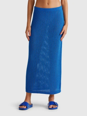 Benetton, Knit Tricot Skirt, size XXS, Blue, Women United Colors of Benetton