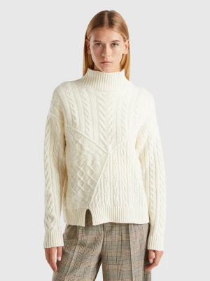 Benetton, Knit Turtle Neck Sweater, size XS, Creamy White, Women United Colors of Benetton