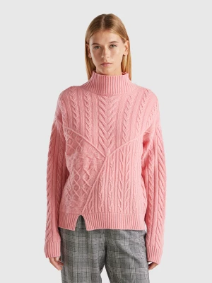 Benetton, Knit Turtle Neck Sweater, size S, Pink, Women United Colors of Benetton